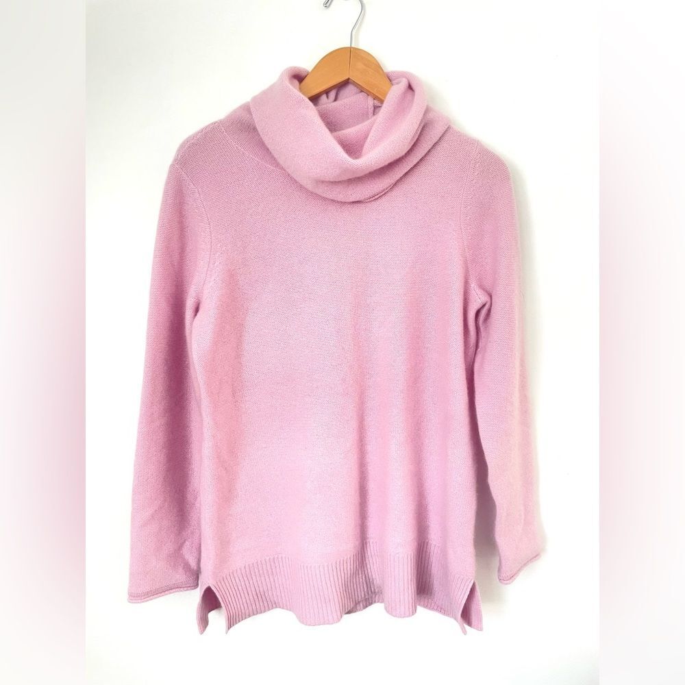 Chicos Womens Pink Turtleneck Cowlneck Cashmere Sweater Size medium